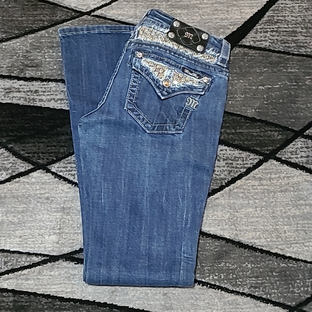MISS ME Bling Sequins Signature Boot Denim Jean